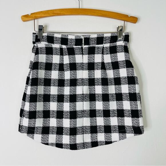 ASOS black white buffalo plaid check mini skirt 6 - Picture 5 of 8